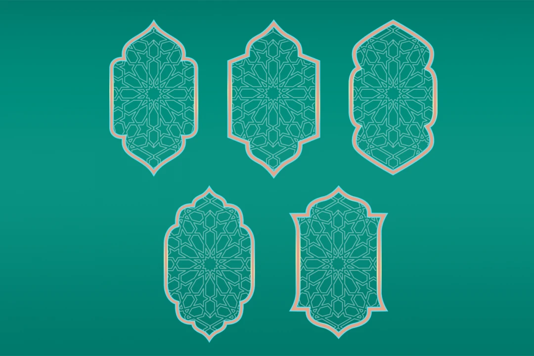 مجموع پک قاب با زمینه اسلیمی طرح لایه باز فتوشاپ رنگ زمینه سبز