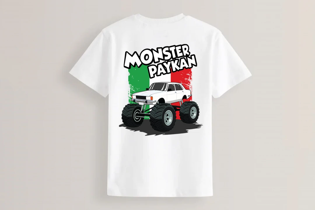 طرح مانستر تراک خودرو پیکان لایه باز برای چاپ روی تیشرت