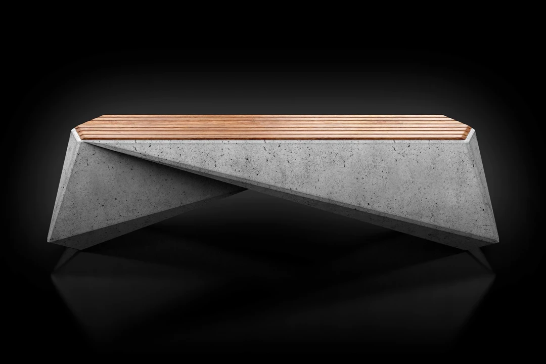 نیمکت بتنی با رویه چوب