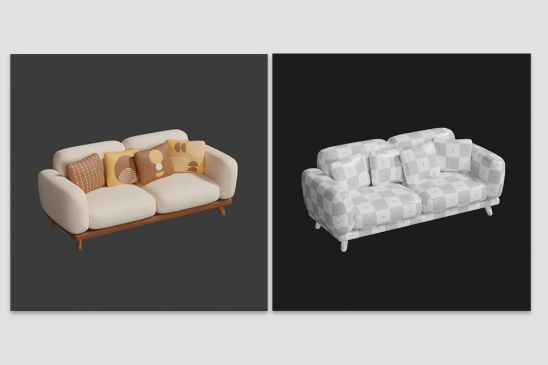 مدل سه‌بعدی مبل با تکسچر PNG | طراحی دقیق و قابل ویرایش برای پروژه‌های دکوراسیون داخلی