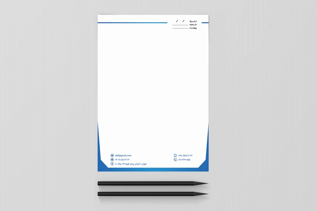 سربرگ رسمی آبی سفید لایه باز خام