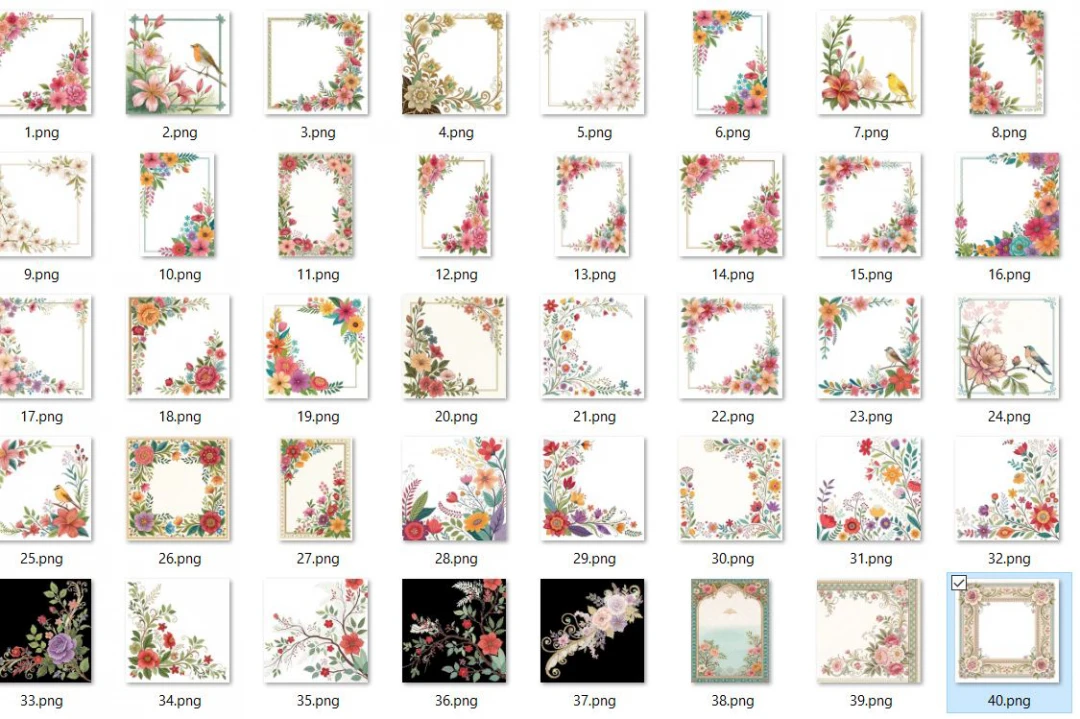مجموعه40 عددی کادر دور قاب و حاشیه گل
