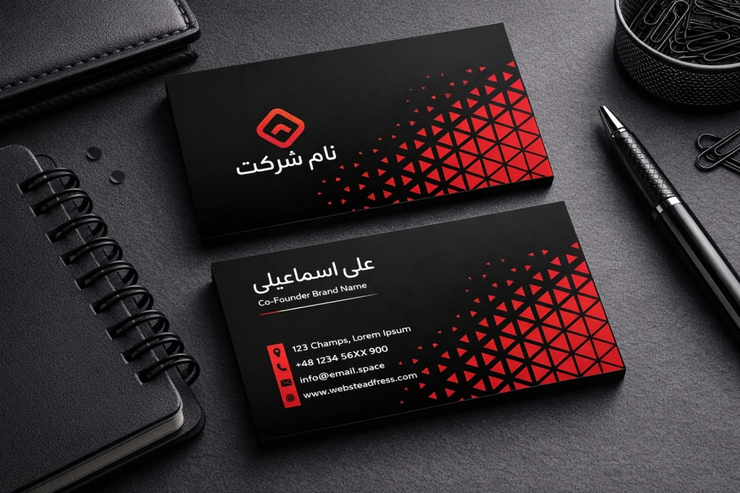 دانلود کارت ویزیت لایه باز مشکی تیره و لوکس شرکتی، شخصی حرفه ای