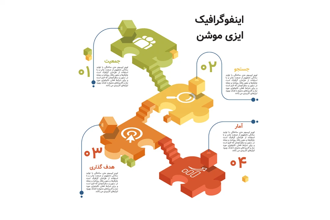 قالب اینفوگرافیک 4 مرحله ای سه بعدی | ایلاسترایتور (AI)