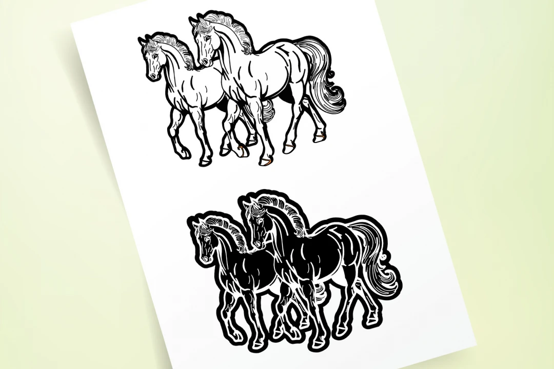 طرح دو اسب با فرمت کورل دراو