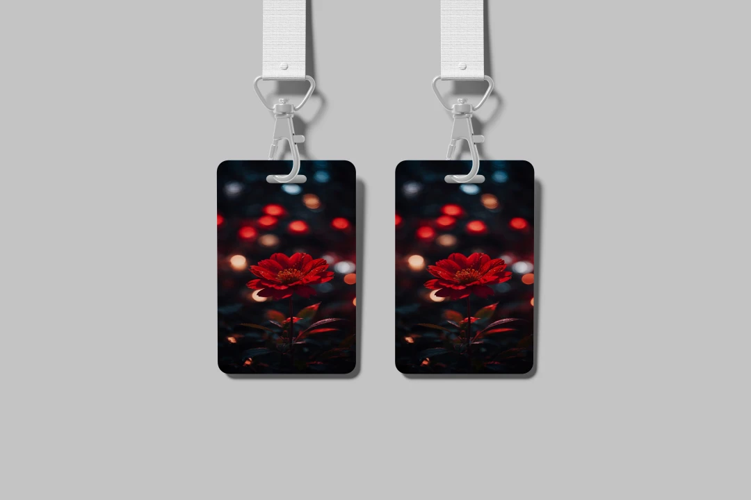 موکاپ پریمیوم لایه باز سه بعدی کارت شناسایی گردنی psd