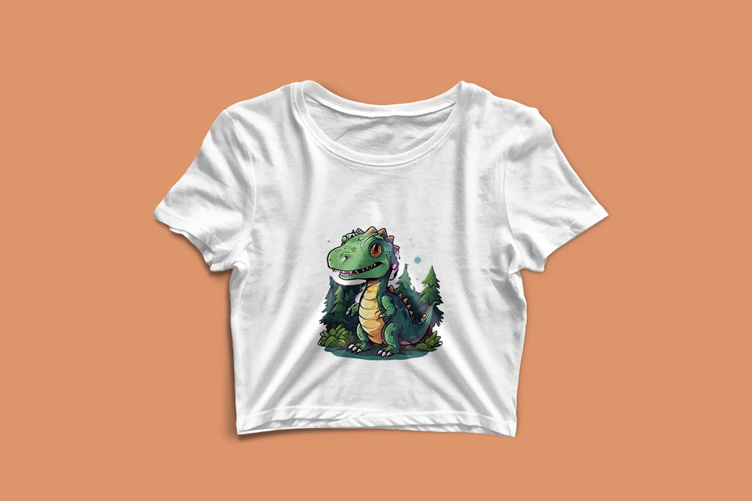 طرح کراپ تیشرت زنانه (Dinosaur)