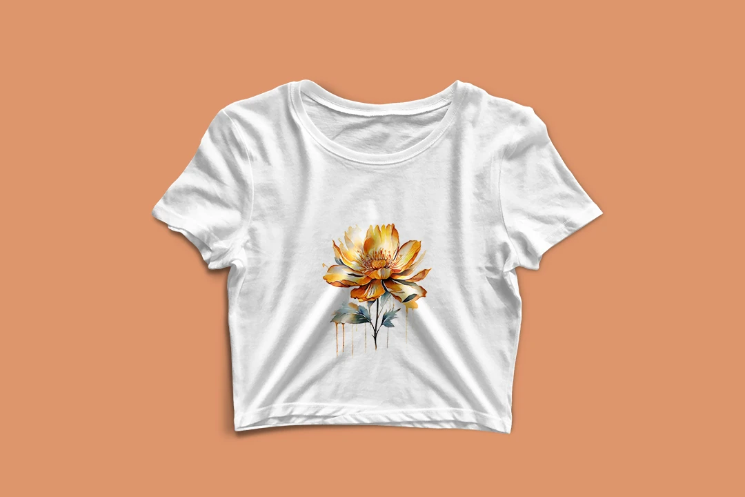 طرح کراپ تیشرت زنانه (Golden Flower)