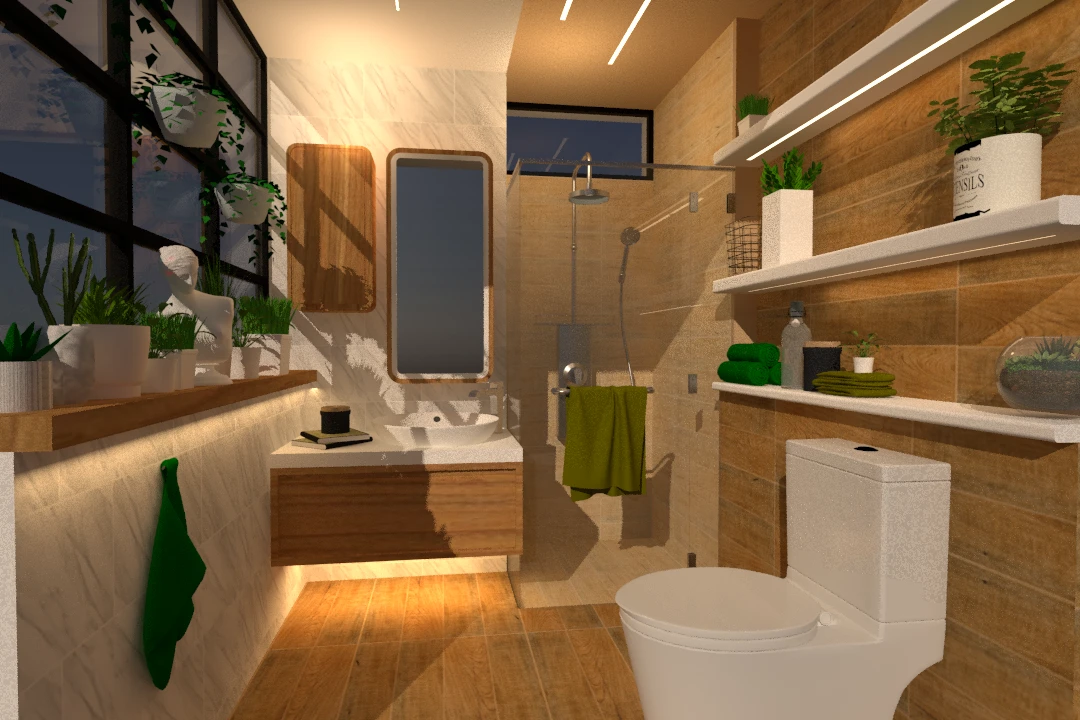 صحنه آماده حمام و سرویس بهداشتی برای اسکچاپ