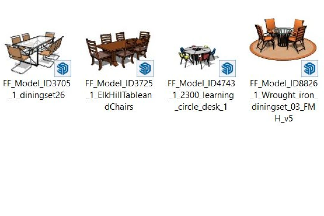 مدل سه بعدی SketchUp ست میز ناهارخوری