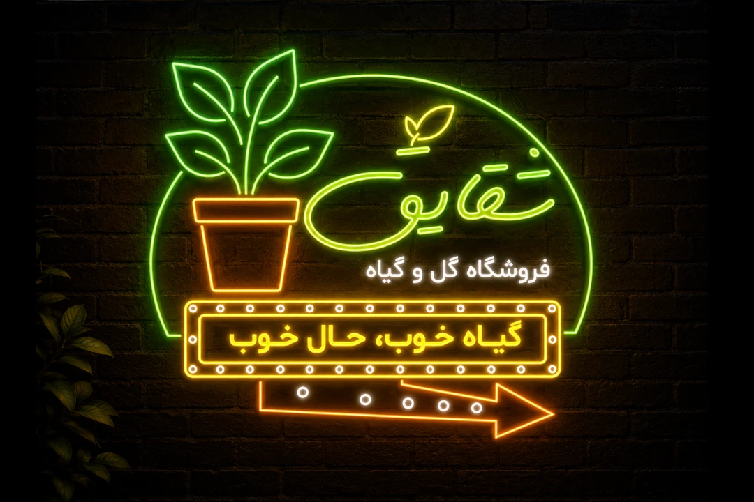 طرح لایه باز تابلو و لوگوی فروشگاه گل و گیاه | فایل AI با فونت فارسی (قابل ویرایش)