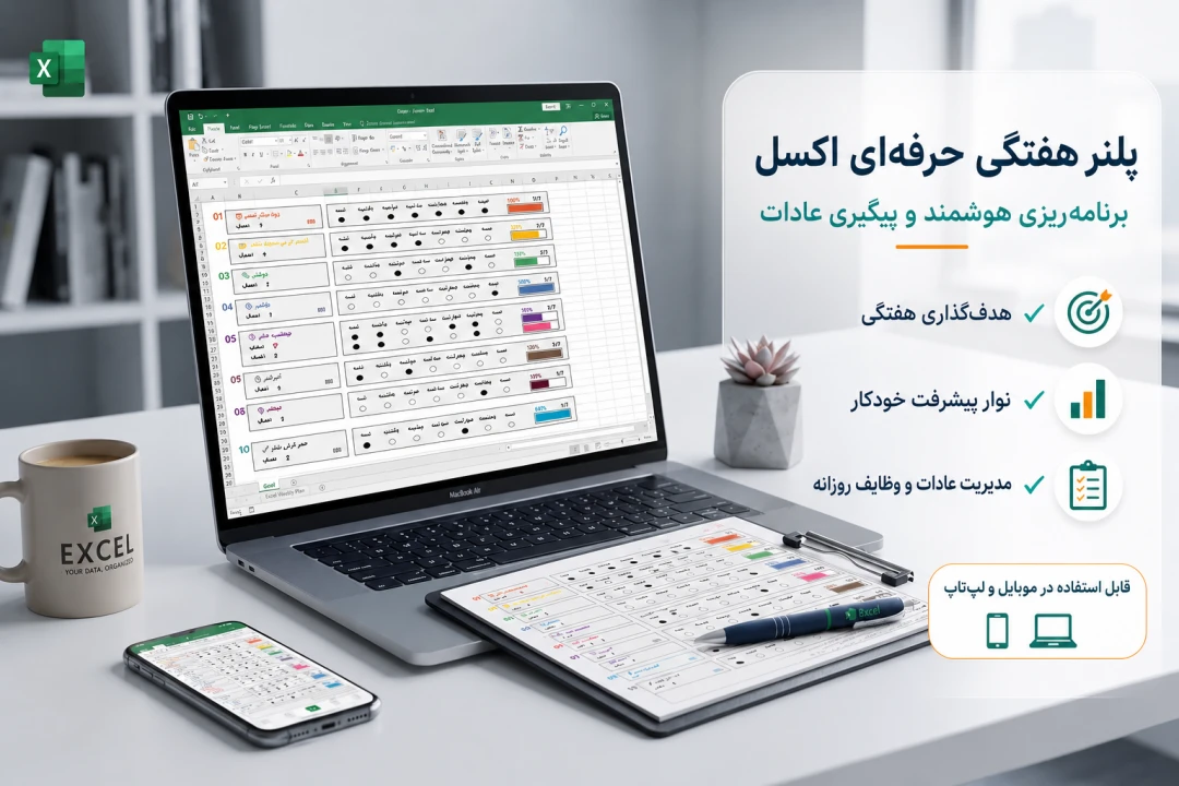 دانلود پلنر هفتگی اکسل + برنامه ریزی حرفه‌ای | ابزار هوشمند مدیریت زمان و هدف‌گذاری