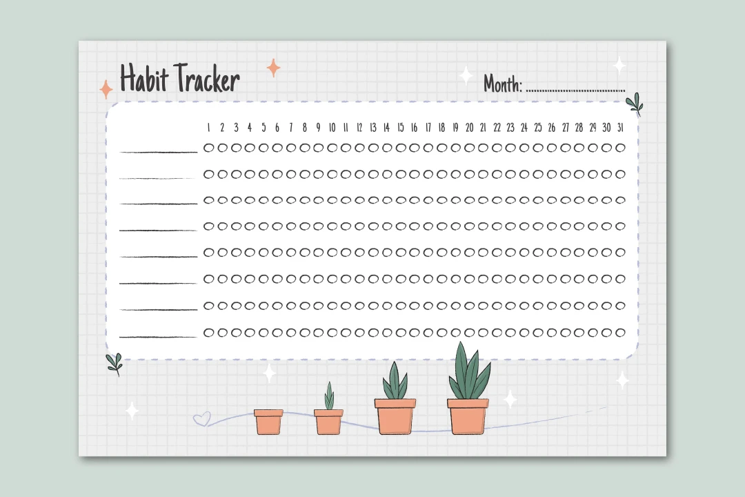 ردیاب عادت با طرح گیاه | Habit Tracker Printable