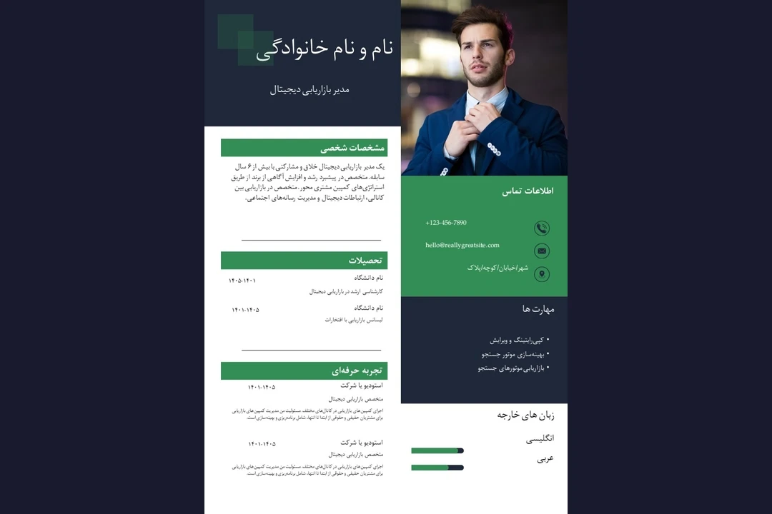 مجموعه قالب رزومه حرفه‌ای و شغلی قابل ویرایش بدون نیاز به فتوشاپ | پاورپوینت PPTX | سایز A4