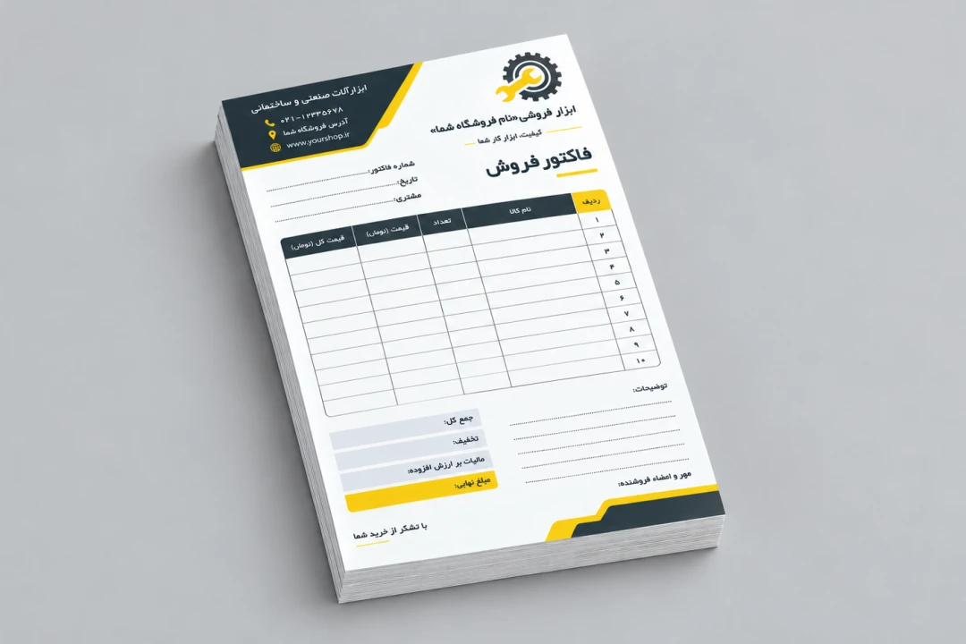 طرح لایه باز فاکتور فروش ابزار فروشی