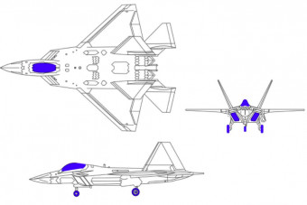 دانلود پروژه آماده اتوکد طرح دو بعدی اتوکد جت جنگنده F-22 raptor hunting