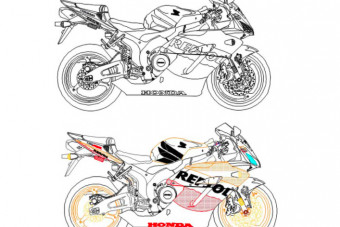 دانلود پروژه آماده اتوکد طرح دو بعدی موتور هوندا Honda CBR 1000