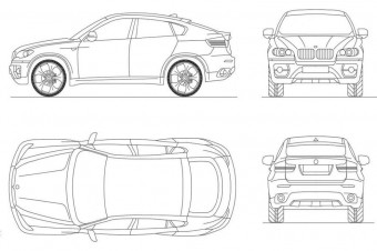 دانلود پروژه آماده اتوکد طرح دو بعدی ماشین بی ام و ایکس ۶ BMW X6