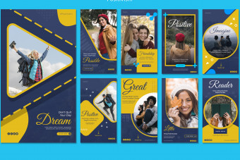 دانلود قالب لایه باز استوری اینستاگرام زرد و خاکستری