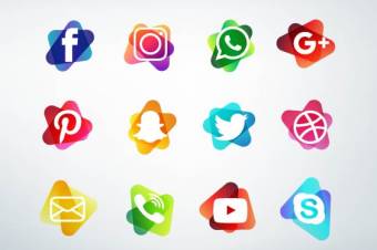 دانلود لوگو لایه باز شبکه های اجتماعی با پس زمینه رنگی