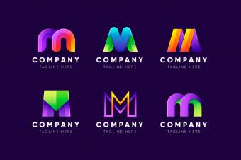 قالب لایه باز ایلاستریتور مونوگرام حرف M
