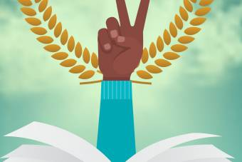 طراحی آماده لوگوی جهادی دست و کتاب با آرم خوشه گندم (لایه باز ایلوستریتور) با کیفیت بالا