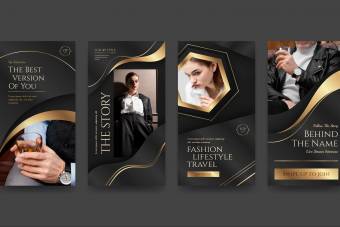 دانلود قالب آماده استوری اینستاگرام مشکی طلایی