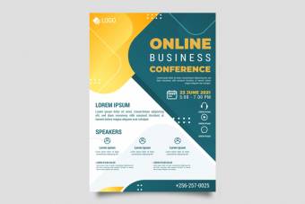 پوستر لایه باز وبینار شرکتی زرد و سبز