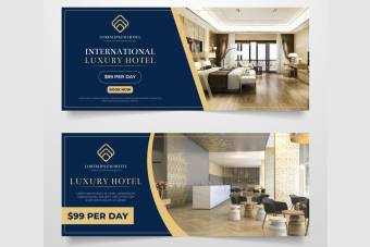 قالب لایه باز ایلاستریتور بنر هتل