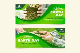 قالب لایه باز ایلاستریتور بنر روز زمین