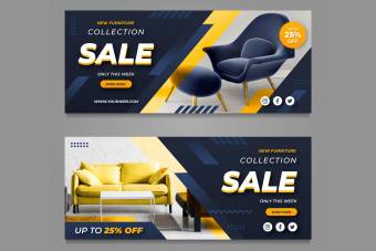 قالب لایه باز ایلاستریتور بنر فروش مبلمان