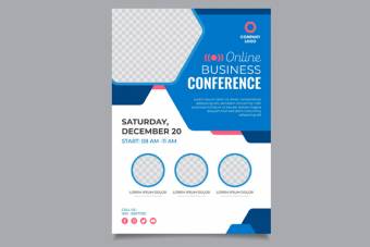 پوستر لایه باز کنفرانس آنلاین آبی