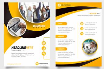 پوستر لایه باز شرکتی زرد و مشکی