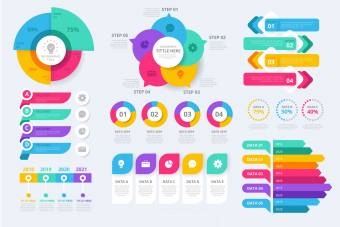 دانلود اینفوگرافیک لایه باز رنگی با طرح های مختلف