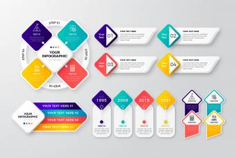 دانلود اینفوگرافیک لایه باز رنگی با طرح های مختلف
