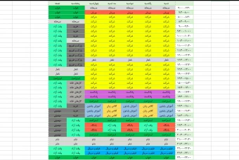 جدول برنامه ریزی روزانه و تایم باکس اکسل قابل پرینت
