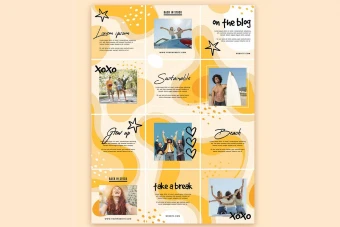 دانلود قالب پست اینستاگرام پازلی زرد رنگ