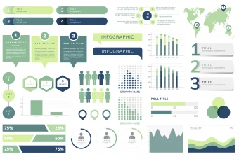 دانلود اینفوگرافیک لایه باز سبز رنگ با طرح های مختلف