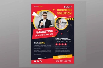 پوستر لایه باز مارکتینگ قرمز مشکی