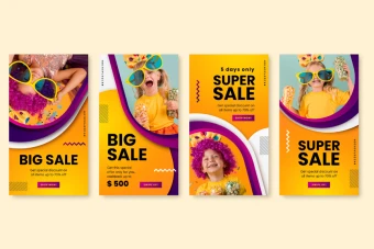 قالب لایه باز ایلاستریتور استوری حراج بزرگ اینستاگرام