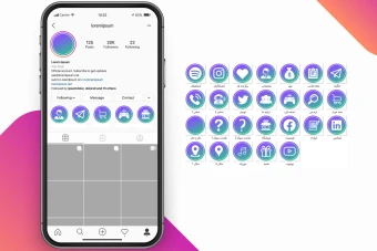 کاور هایلایت اینستاگرام بنفش و آبی
