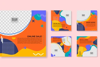 دانلود قالب پست اینستاگرام فروش نارنجی و آبی- رنگی