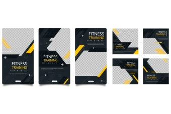 دانلود قالب پست و استوری اینستاگرام مشکی و زرد (ورزشی)