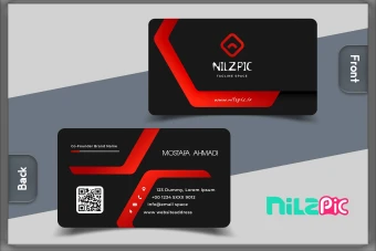 طرح کارت ویزیت مشکی قرمز (لمینیت برجسته)