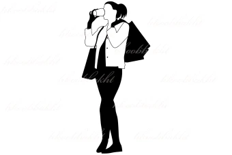 دانلود طرح وکتور زن با لباس های اسپورت و پاکت های خرید و در حال نوشیدن نوشیدنی جهت طراحی تراکت تبلیغاتی لباس فروشی زنانه