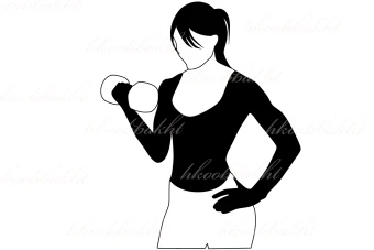 دانلود طرح وکتور زن بدنساز با لباس های ورزشی و در حال وزنه زدن جهت طراحی تراکت تبلیغاتی