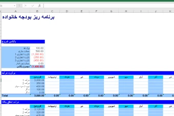 فایل اکسل برنامه ریزی بودجه خانواده