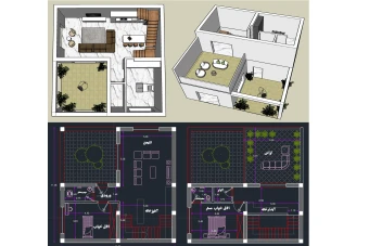 پلان اتوکد ویلای شناژی دوبلکس و فایل سه بعدی پلان
