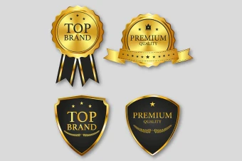 طرح لایه باز لیبل وی آی پی طلایی رنگ EPS