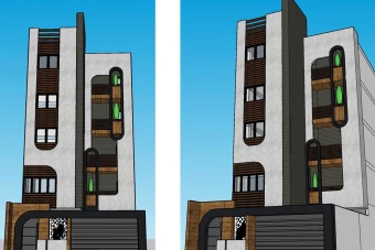 فایل اسکچاپ نمای مدرن مجتمع مسکونی